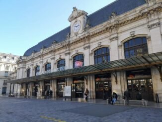 Exterior view of Gare de Bordeaux-Saint-Jean, a key railway station in Bordeaux, France.